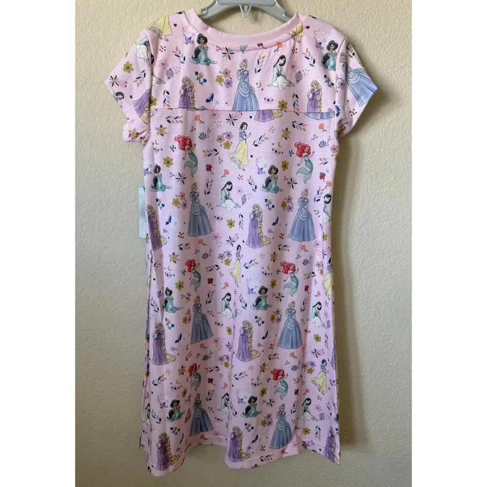 Disney Princess Cinderella Snow White Mulan Short Sleeve Nightshirt Size 9/10